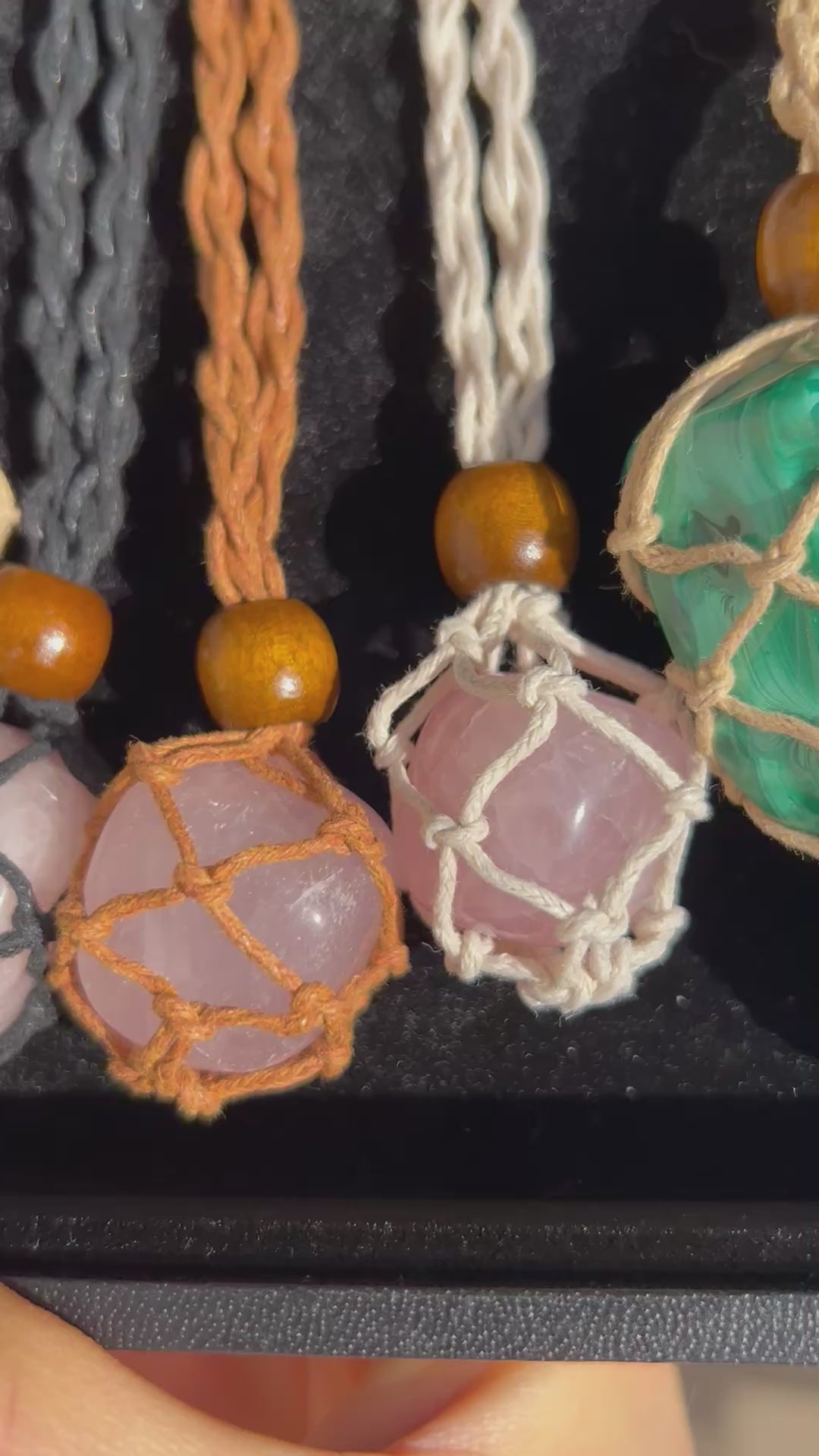 Rose Quartz Crystal Adjustable Hemp Necklace