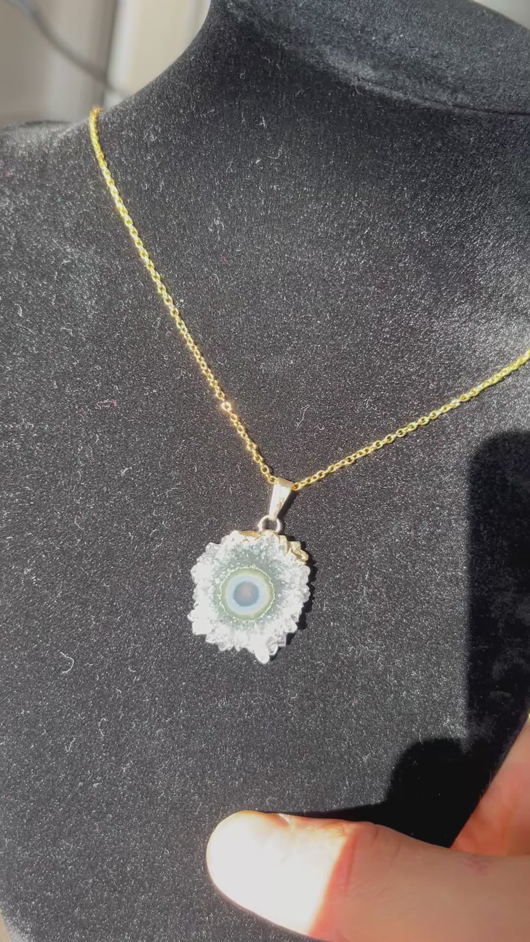 Uruguayan Amethyst Stalactite Slice Crystal Pendant with Necklace (4)