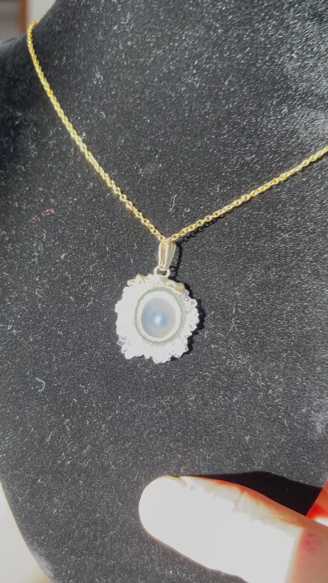 Uruguayan Amethyst Stalactite Slice Crystal Pendant with Necklace (4)