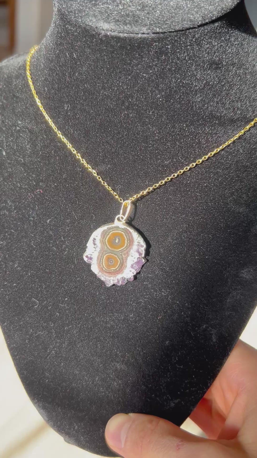 Uruguayan Amethyst Stalactite Slice Crystal Pendant with Necklace (2)