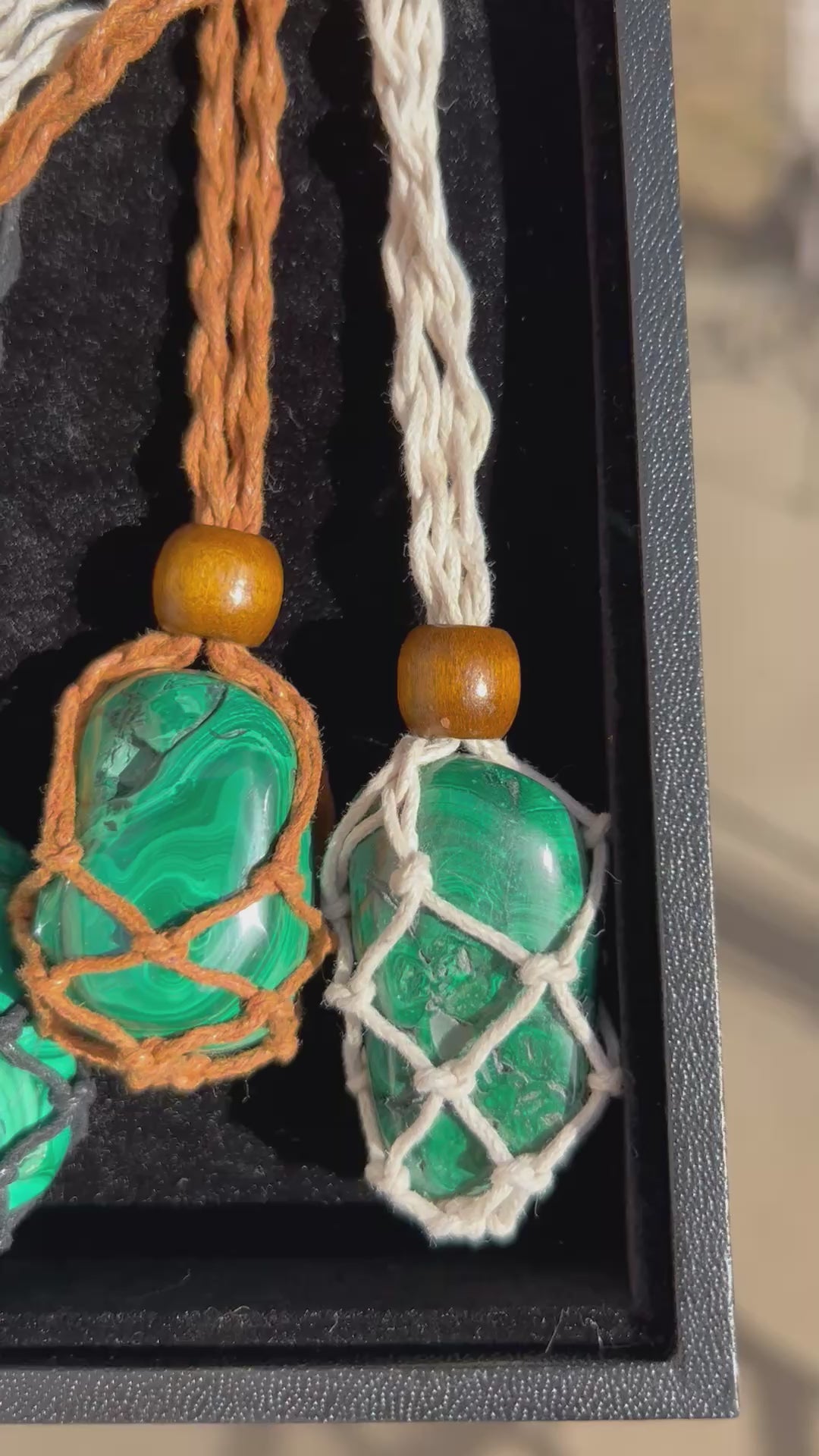 Authentic Malachite Crystal Adjustable Hemp Necklace