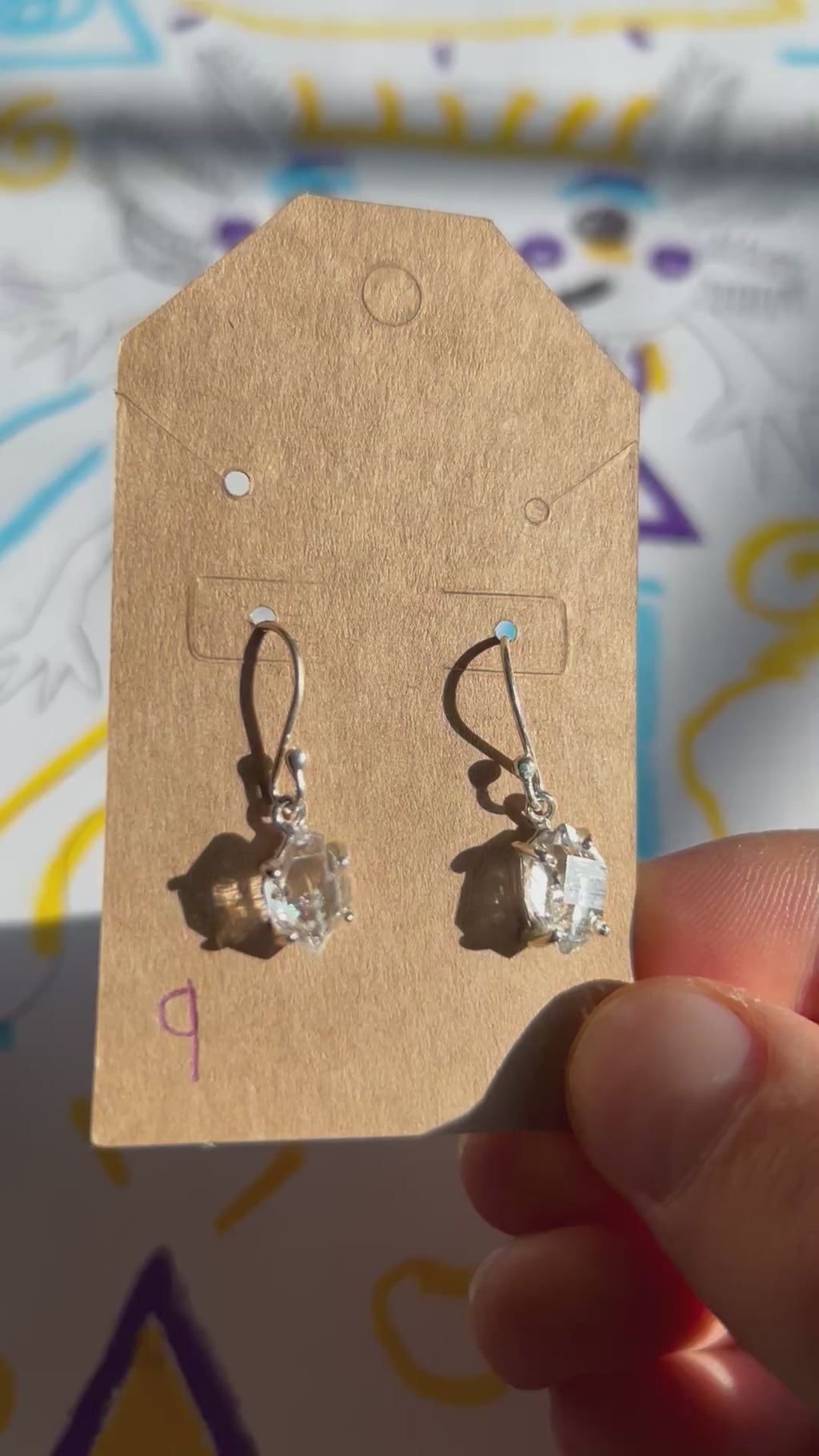 Authentic Quartz Diamond Earrings .925 Silver