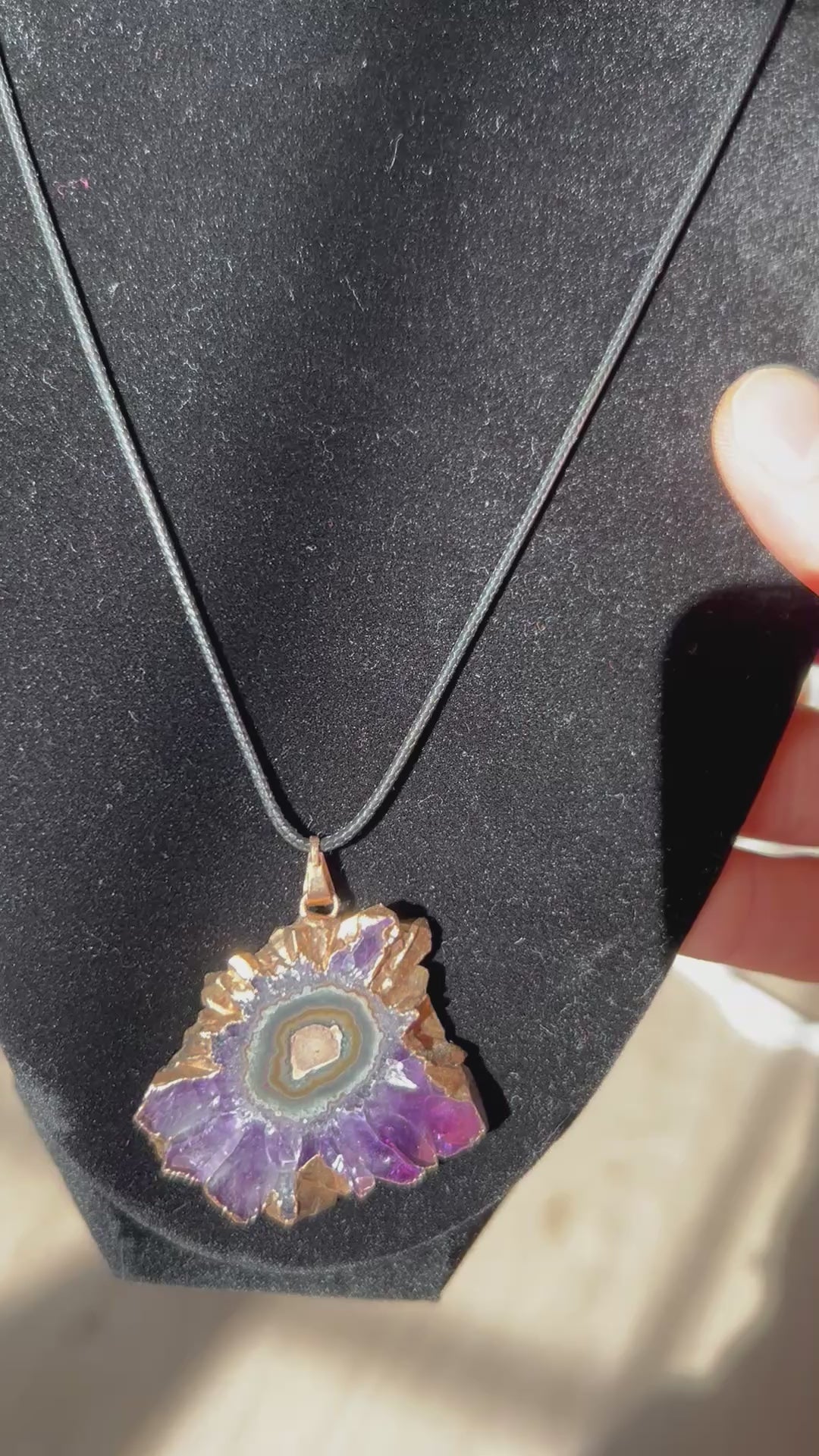 Uruguayan Amethyst Stalactite Slice Crystal Pendant with Necklace (7)