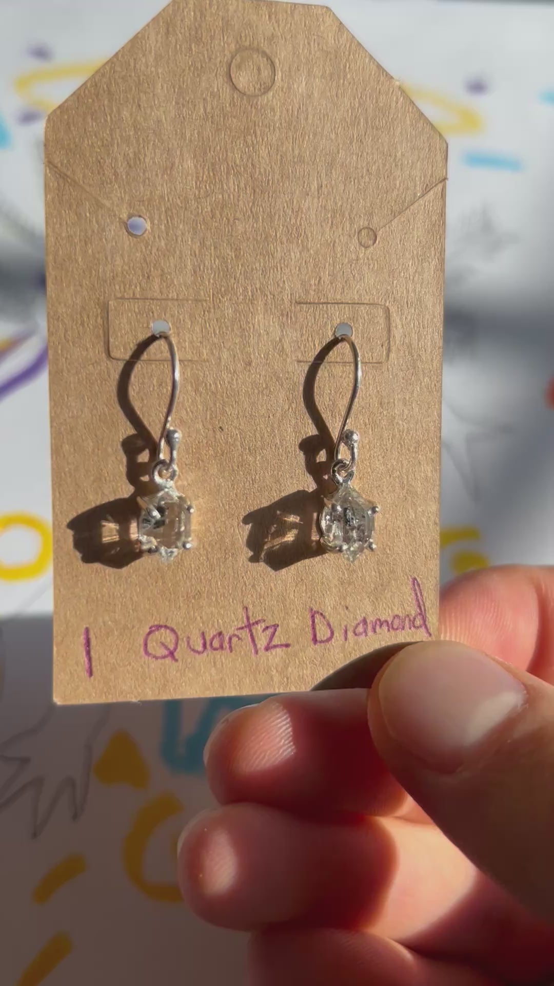 Authentic Quartz Diamond Earrings .925 Silver