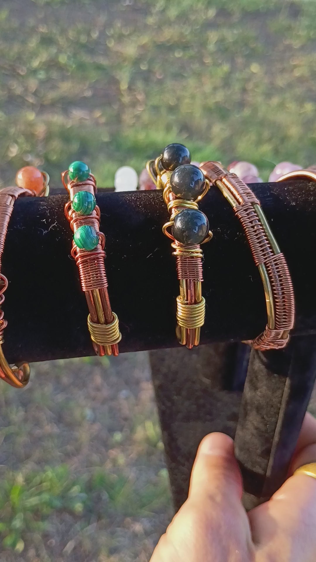 Hand-Made Copper-Brass Bracelet with AUTHENTIC CRYSTAL BEADS