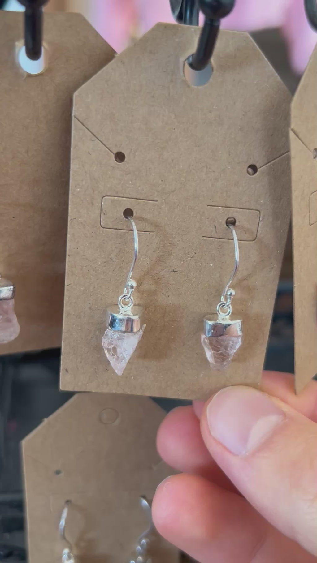 Authentic Pink Morganite Earrings .925 Silver