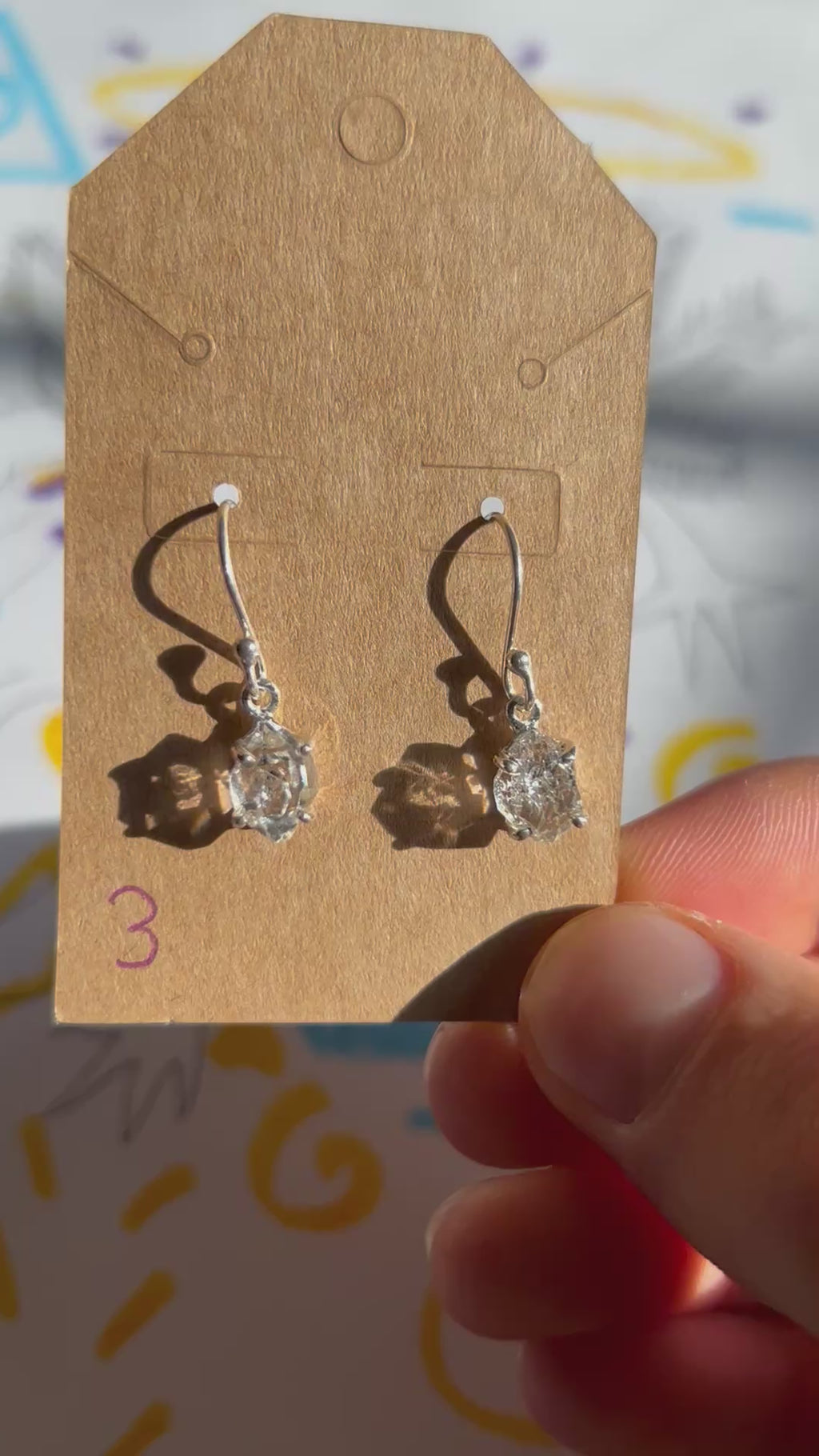 Authentic Quartz Diamond Earrings .925 Silver