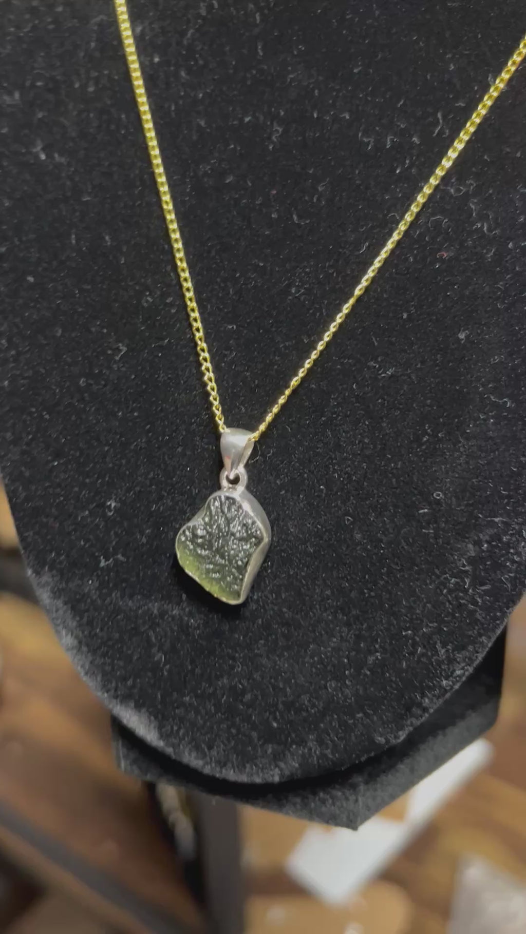 Moldavite Czech Republic Pendant Necklace .925 Silver