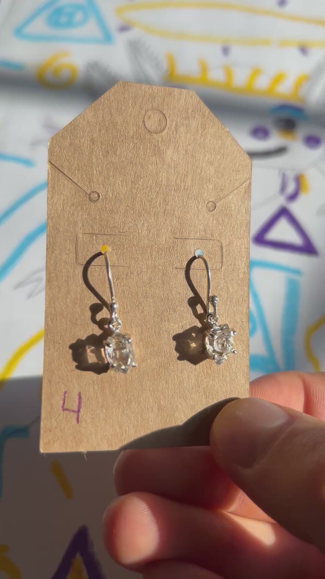 Authentic Quartz Diamond Earrings .925 Silver