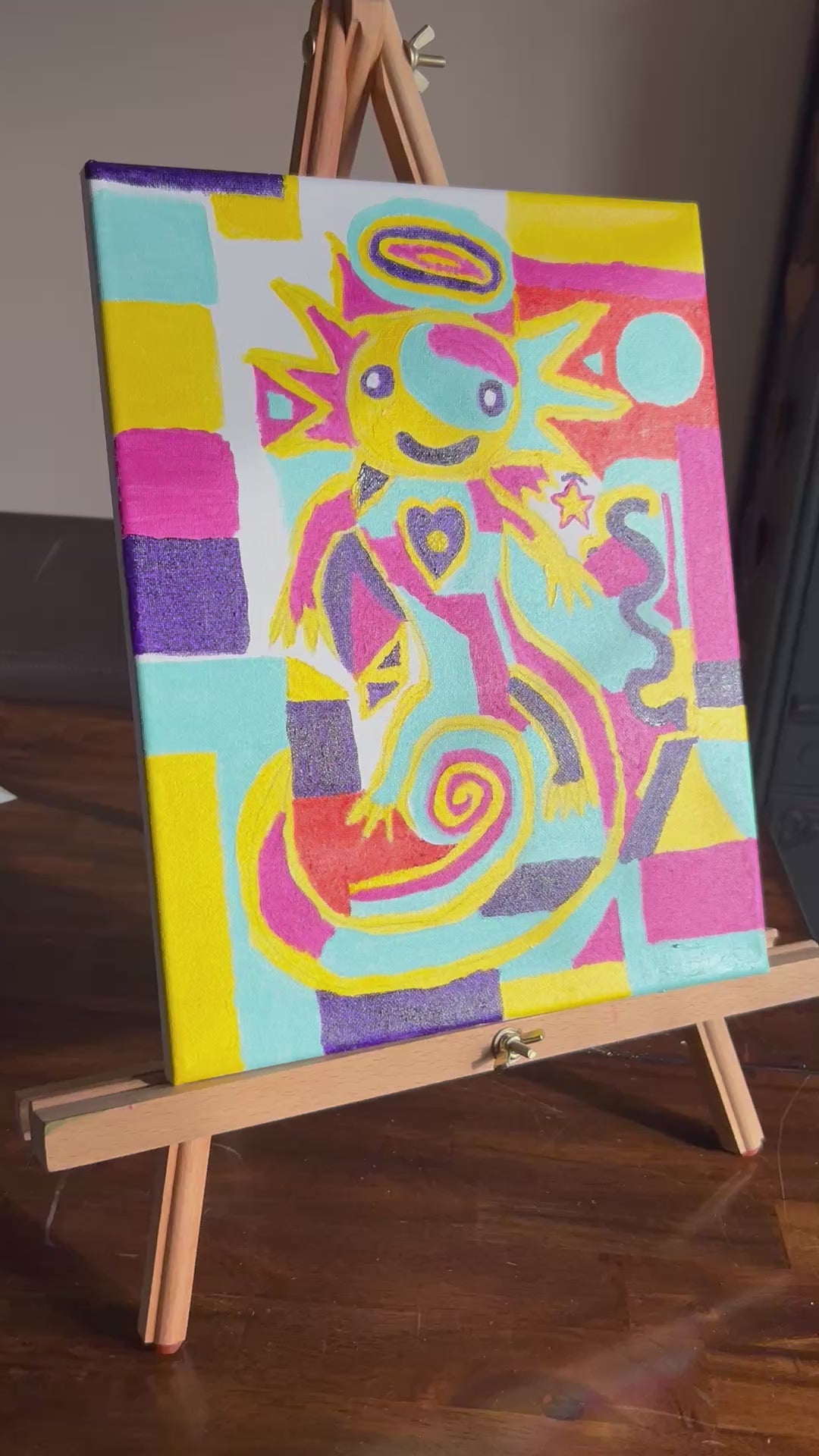 333 Healing Axolotl Original Canvas Painting Art By Arion