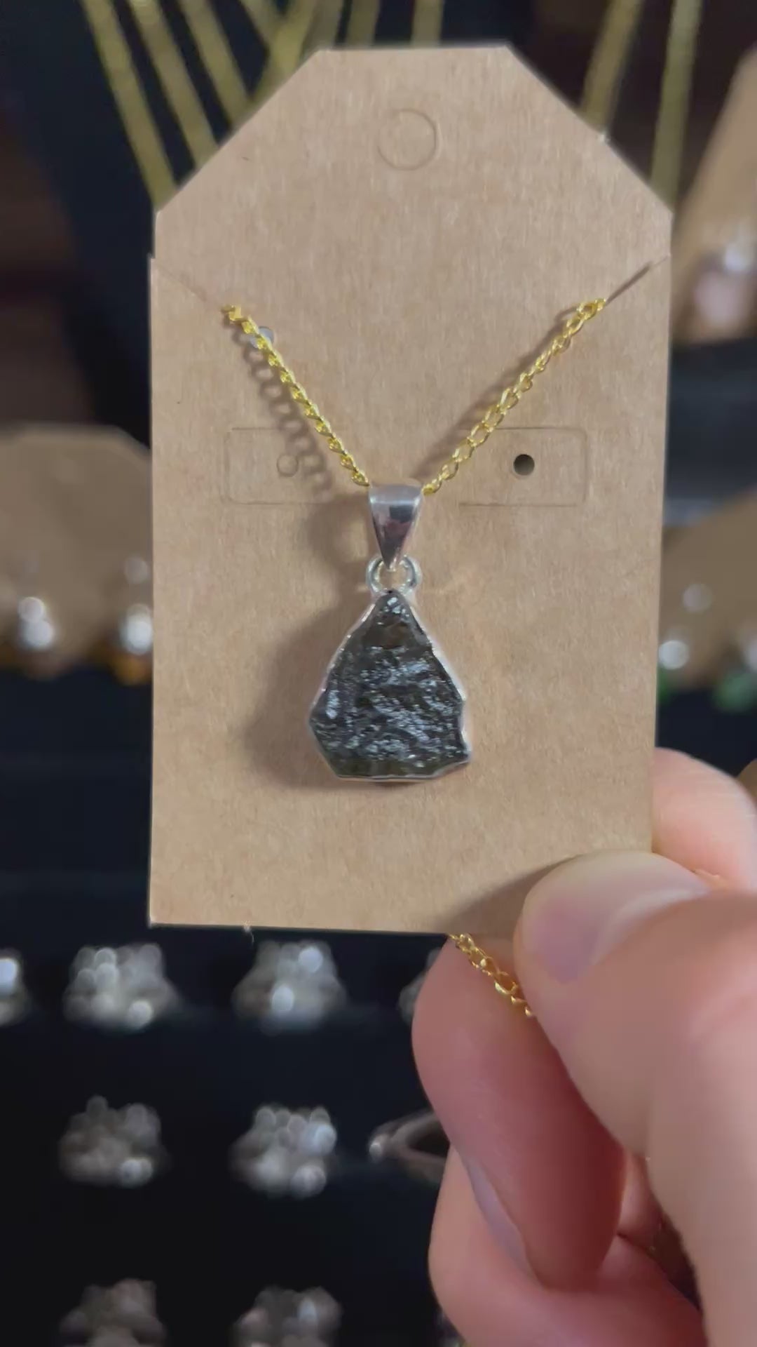 Moldavite Pendant Necklace .925 Silver