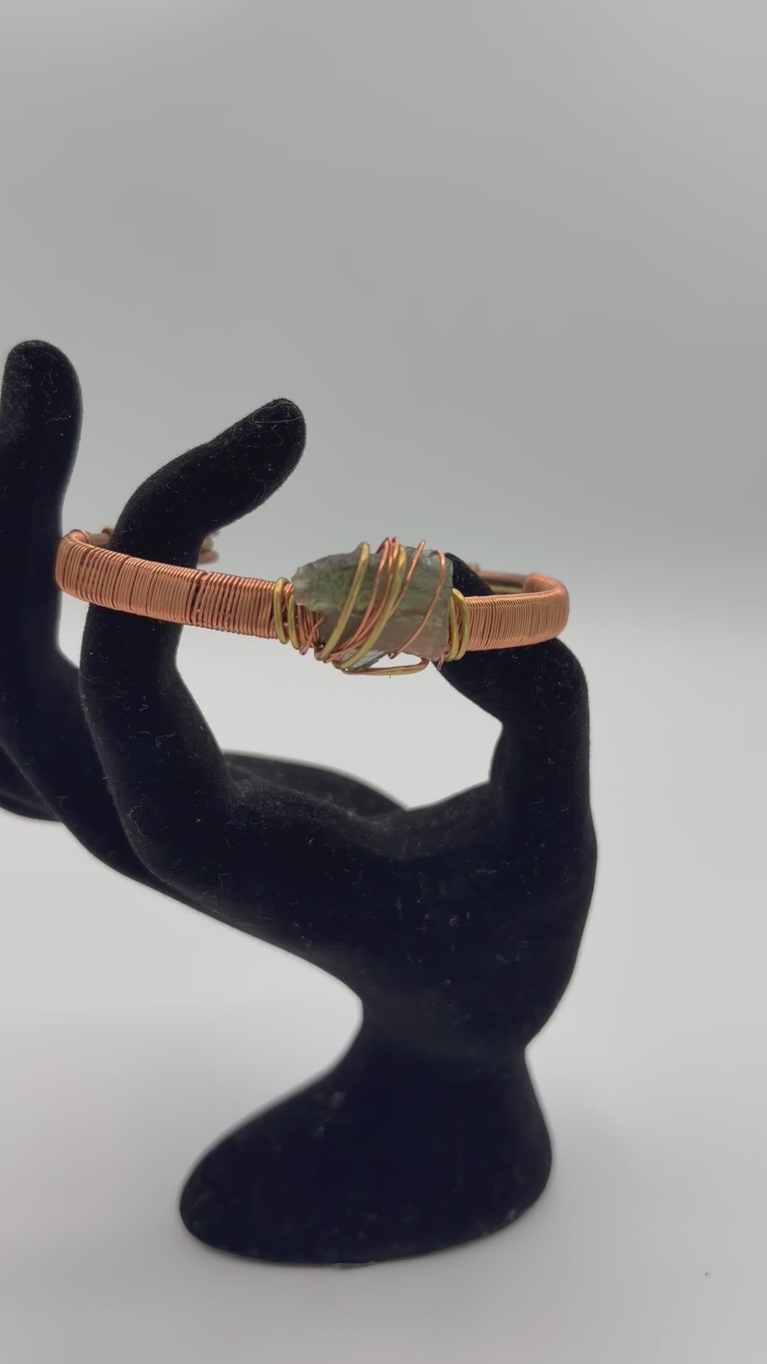 Handmade Copper-Brass Bracelet with Moldavite