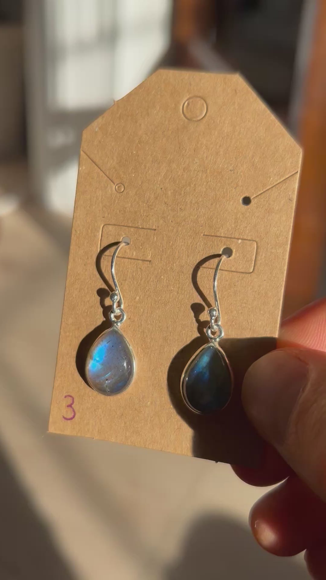 Authentic STUNNING Labradorite Earrings .925 Silver