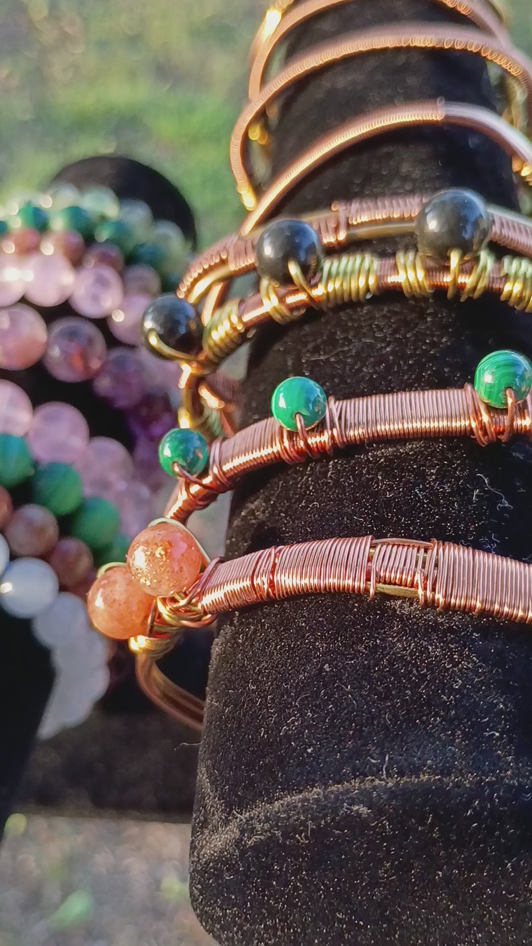 Hand-Made Copper-Brass Bracelet with AUTHENTIC CRYSTAL BEADS