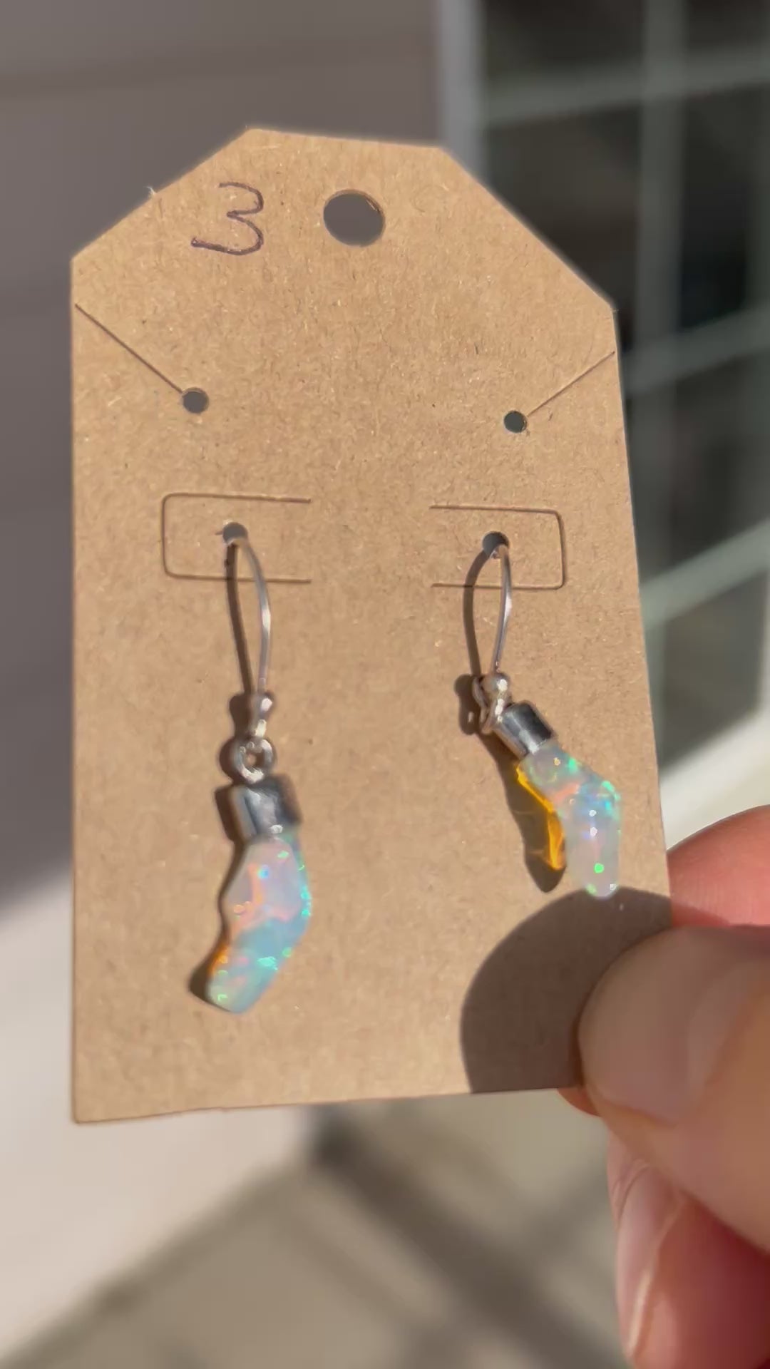 Authentic Ethiopian Opal Earrings .925 Sterling Silver