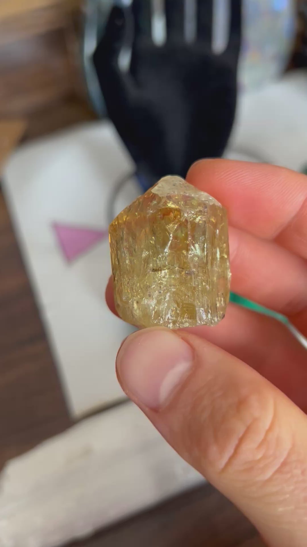 RAINBOW Golden Green Apatite Crystal Adjustable Necklace