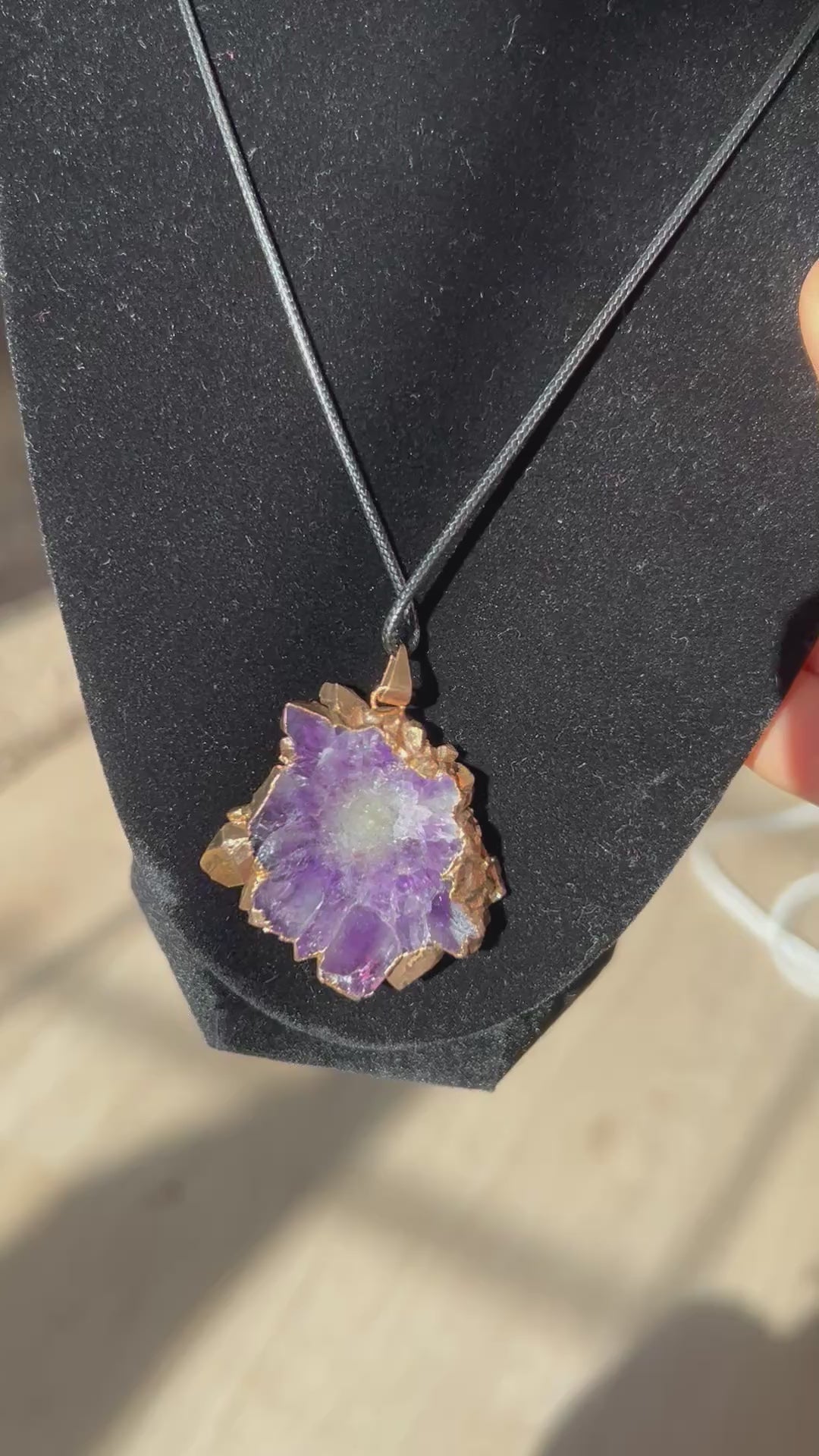 Uruguayan Amethyst Stalactite Slice Crystal Pendant with Necklace (7)