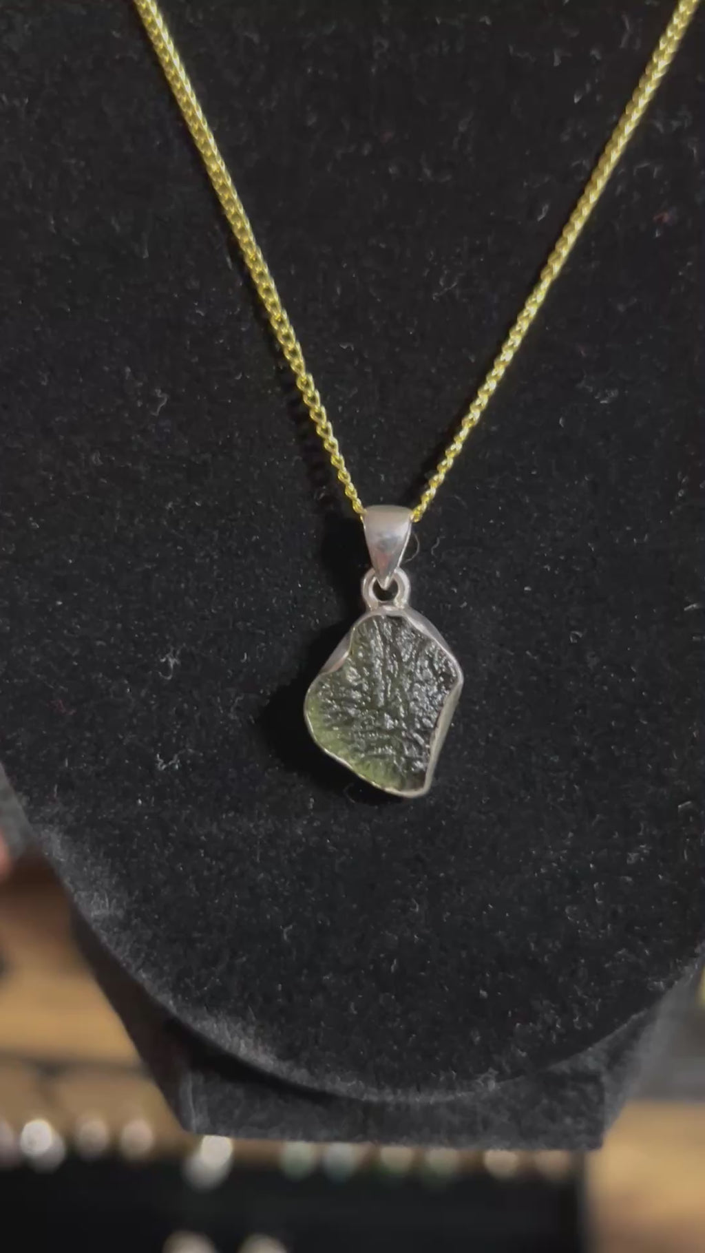 Moldavite Czech Republic Pendant Necklace .925 Silver