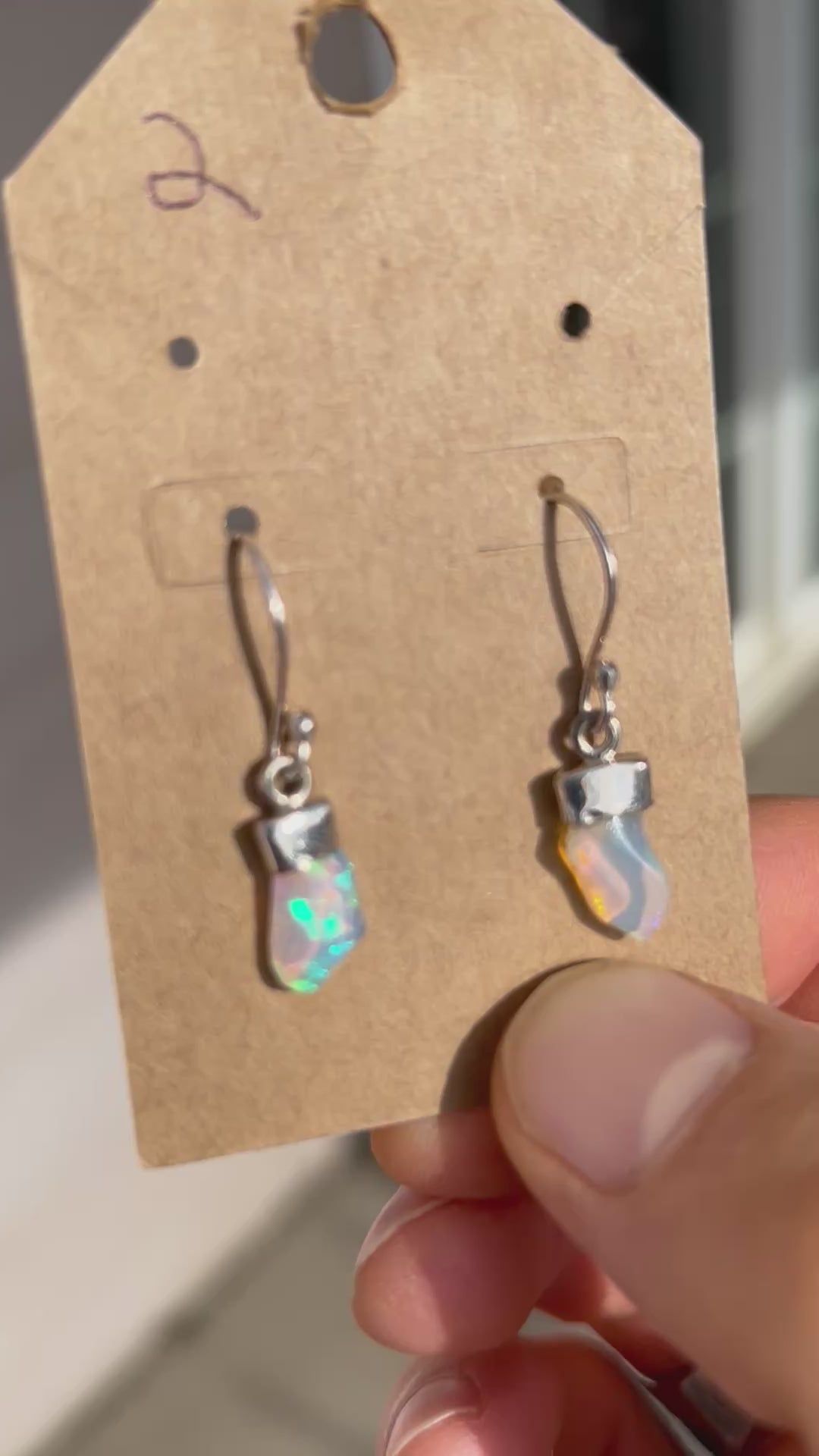 Authentic Ethiopian Opal Earrings .925 Sterling Silver