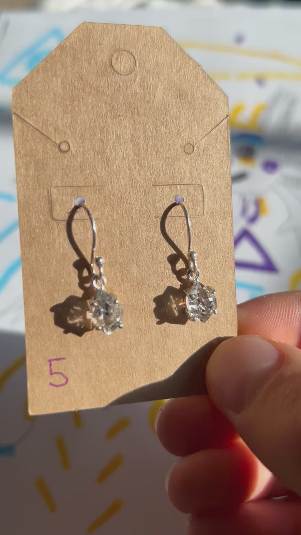 Authentic Quartz Diamond Earrings .925 Silver