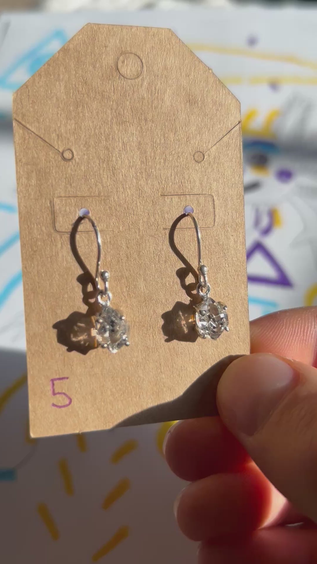Authentic Quartz Diamond Earrings .925 Silver