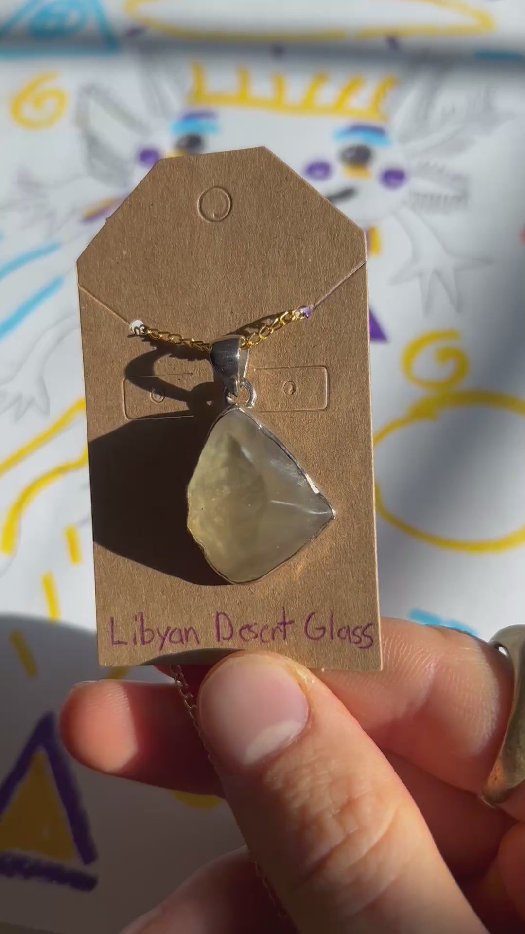 Authentic Libyan Desert Glass Pendant .925 Silver and Necklace