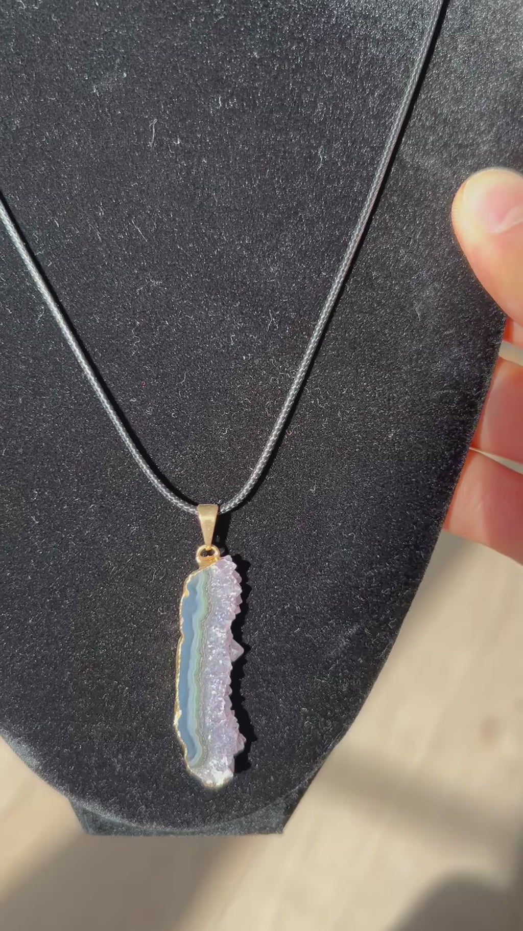 Uruguayan Amethyst Stalactite Slice Crystal Pendant with Necklace (8)