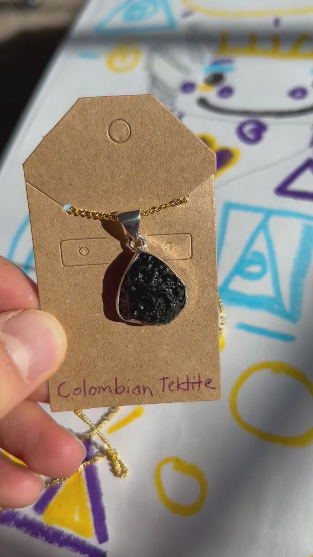 Authentic Columbianite Tektite .925 Sterling Silver Pendant and Necklace (Rare)