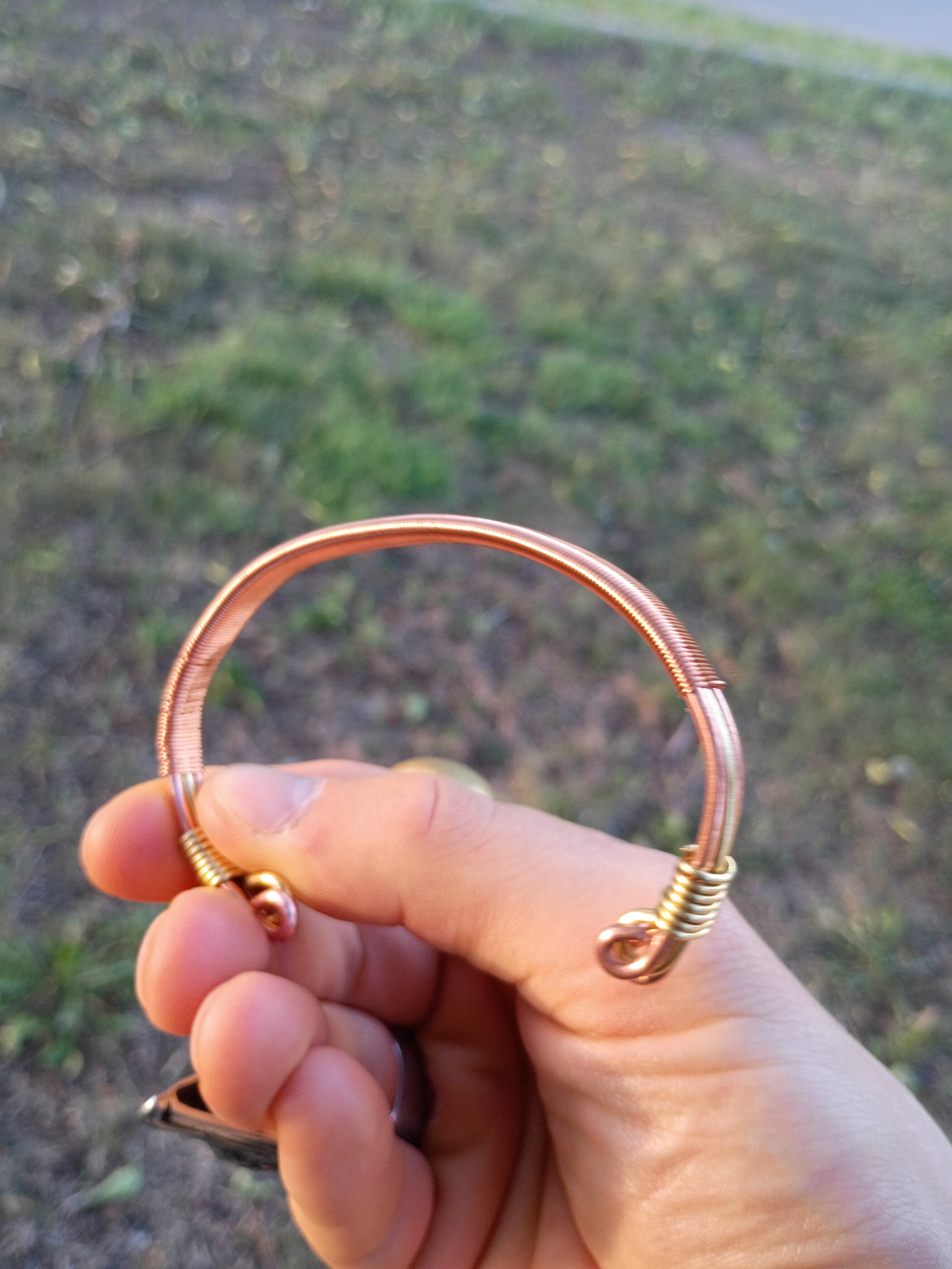 Hand-Made Copper-Brass Bracelet with AUTHENTIC CRYSTAL BEADS
