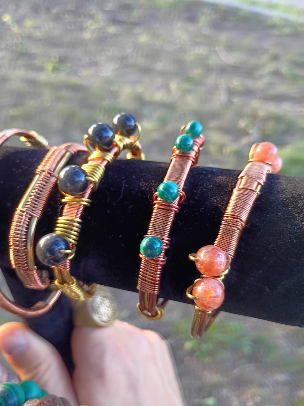 Hand-Made Copper-Brass Bracelet with AUTHENTIC CRYSTAL BEADS