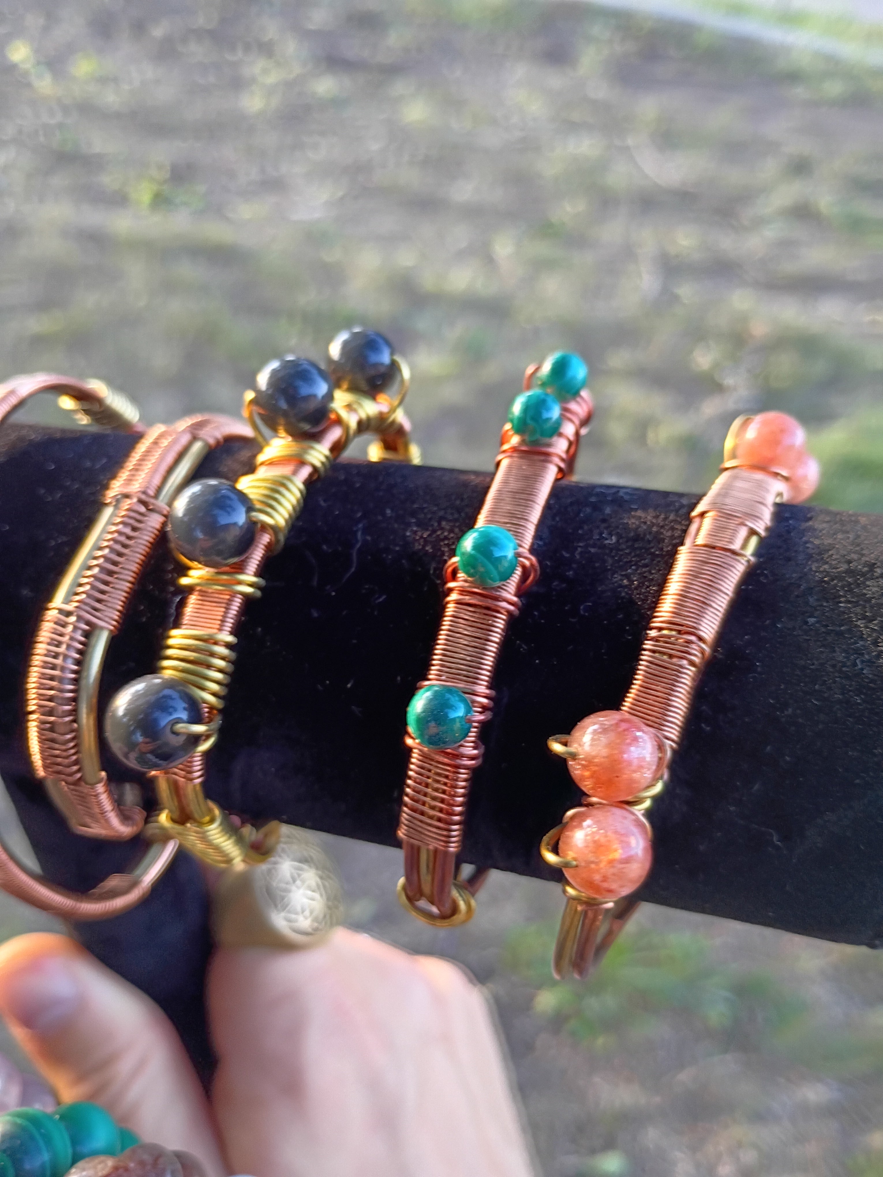 Hand-Made Copper-Brass Bracelet with AUTHENTIC CRYSTAL BEADS